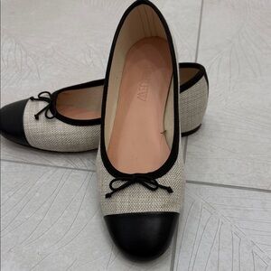 J. Crew Black and Cream Women's Loafers